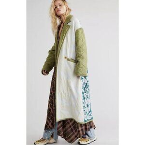 Free People Home Sweet Home Coat Quilted Sweater Knit Duster Jacket Coat Size S